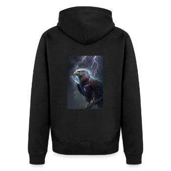 Eagle Lightning Cool Storm Animal Bird Epic - Unisex Premium Organic Zip Hoodie - black - Back - Nico (187cm)