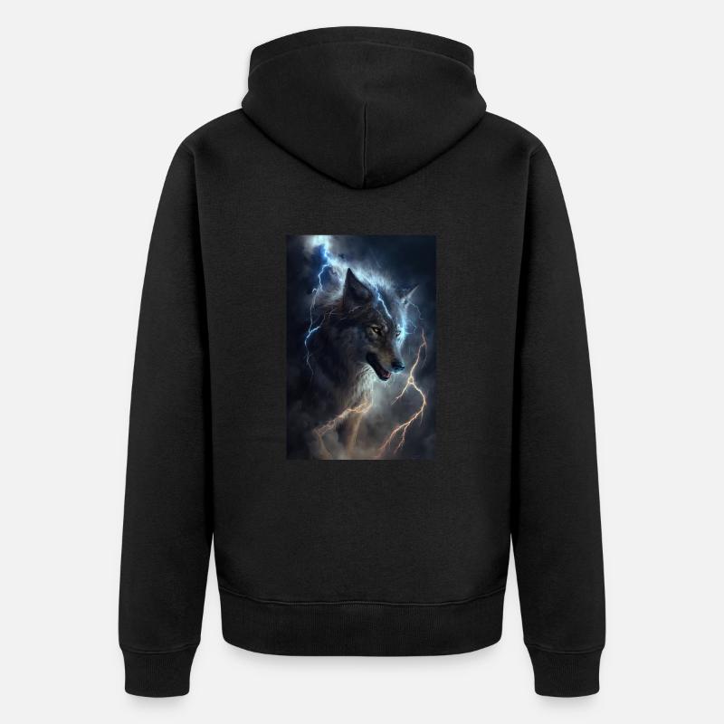 Wolf Blitz Thunder Epic Cool Epic Wolves - Veste à capuche bio Premium Unisexe - noir