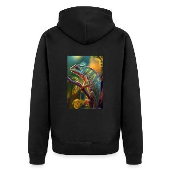 chameleon lizard reptile animal amphibians cool - Unisex Premium Organic Zip Hoodie - black - Back - Nico (187cm)