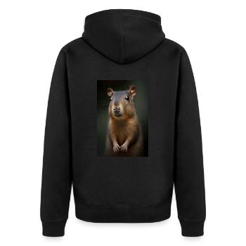 Agouti aguti wild Meerschweinchen Haustier süß - Unisex Premium Bio Zip Hoodie - Schwarz - Hinten - Nico (187cm)