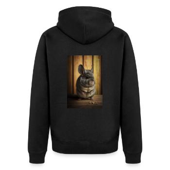 Chinchilla Realistisch Tier - Unisex Premium Bio Zip Hoodie - Schwarz - Hinten - Nico (187cm)