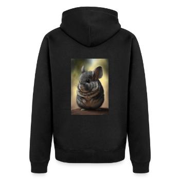 Chinchilla Realistisch Tier - Unisex Premium Bio Zip Hoodie - Schwarz - Hinten - Nico (187cm)