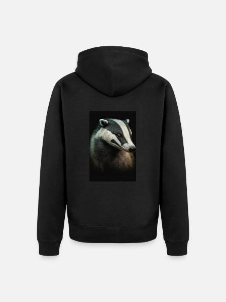 Dachs tier realistic - Unisex Premium Organic Zip Hoodie - black