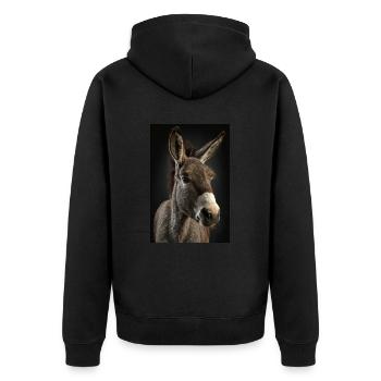 Esel Realistisch Cool - Unisex Premium Bio Zip Hoodie - Schwarz - Hinten - Nico (187cm)