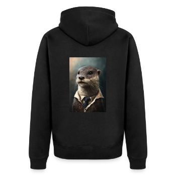 Otter Dessin animé réaliste Anime - Veste à capuche bio Premium Unisexe - noir - Dos - Nico (187cm)
