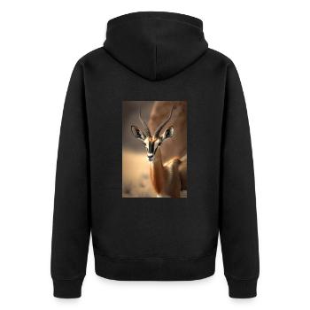 Gazelle safari Africa animal - Unisex Premium Organic Zip Hoodie - black - Back - Nico (187cm)
