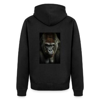 Gorilla Monkey Cool - Unisex Premium Organic Zip Hoodie - black - Back - Nico (187cm)
