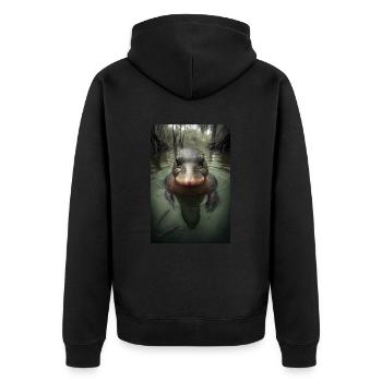 Platypus platypus - Unisex Premium Organic Zip Hoodie - black - Back - Nico (187cm)