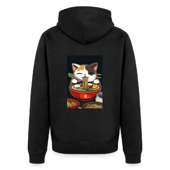 Cat Japonais Ramen Otaku Anime - Veste à capuche bio Premium Unisexe - noir - Dos - Nico (187cm)