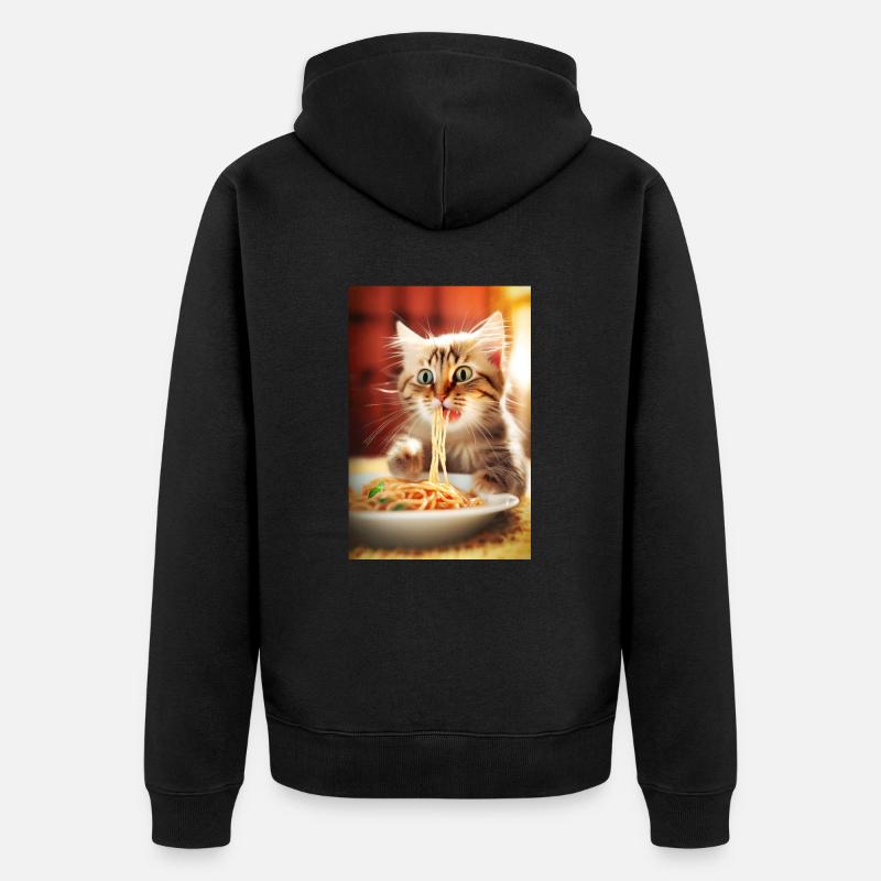 Drôles de spaghettis de chat - Veste à capuche bio Premium Unisexe - noir