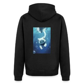 Cat Swimming Underwater Anime Manga - Unisex Premium Organic Zip Hoodie - black - Back - Nico (187cm)