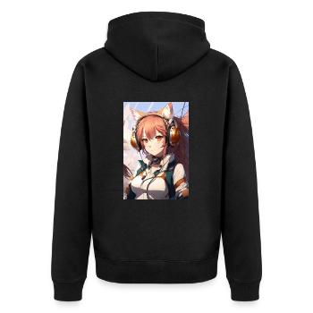 Anime Cat Girl Manga Otaku Waifu - Veste à capuche bio Premium Unisexe - noir - Dos - Nico (187cm)