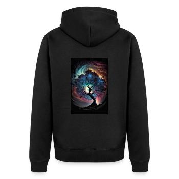 Tree Galaxy Stars Mystical Fantasy Northern Lights - Unisex Premium Organic Zip Hoodie - black - Back - Nico (187cm)