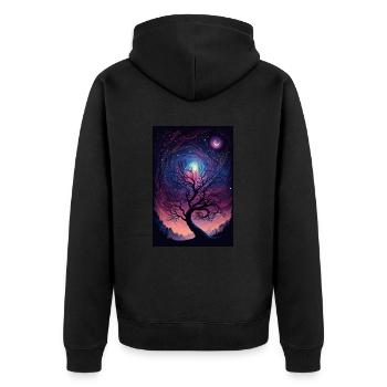 Tree Galaxy Stars Mystical Fantasy Northern Lights - Unisex Premium Organic Zip Hoodie - black - Back - Nico (187cm)