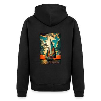 Boat Sailboat Ocean Art Sailing - Unisex Premium Organic Zip Hoodie - black - Back - Nico (187cm)