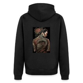 Geisha Yakuza Tatouage Dragon Japonais - Veste à capuche bio Premium Unisexe - noir - Dos - Nico (187cm)