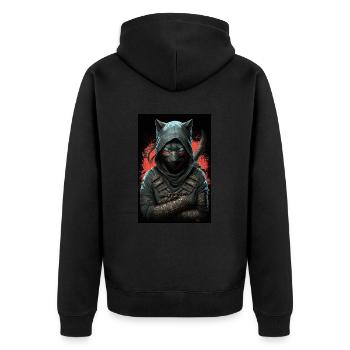 Ninja Cat Japan - Unisex Premium Organic Zip Hoodie - black - Back - Nico (187cm)
