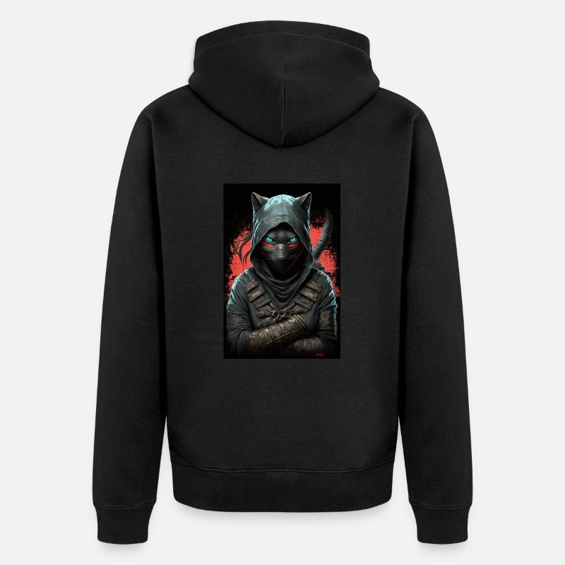 Ninja Katze Japan - Unisex Premium Bio Zip Hoodie - Schwarz