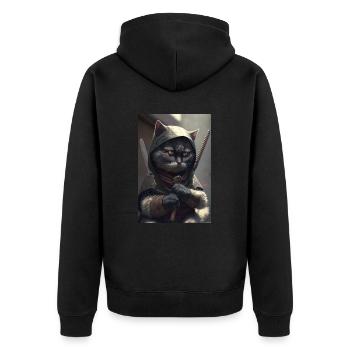 Ninja Cat Japan - Unisex Premium Organic Zip Hoodie - black - Back - Nico (187cm)