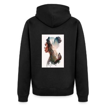 Zhangjiajie Berge Frau Profil China - Unisex Premium Bio Zip Hoodie - Schwarz - Hinten - Nico (187cm)