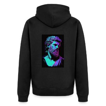 Portrait Zeus Epictetus Antike Rom Griechenland - Unisex Premium Bio Zip Hoodie - Schwarz - Hinten - Nico (187cm)