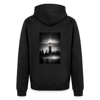 New York Skyline NYC - Unisex Premium Organic Zip Hoodie - black - Back - Nico (187cm)