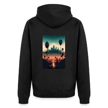 Campagne de Los Angeles Palm Skyline High-Rise - Veste à capuche bio Premium Unisexe - noir - Dos - Nico (187cm)