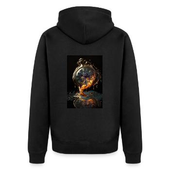 Schmelzende Taschenuhr Uhr Surrealistisch - Unisex Premium Bio Zip Hoodie - Schwarz - Hinten - Nico (187cm)