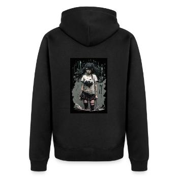 Gothic Mädchen Anime Emo Girl - Unisex Premium Organic Zip Hoodie - black - Back - Nico (187cm)