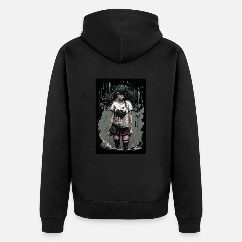 Gothique Mädchen Anime Emo Girl - Veste à capuche bio Premium Unisexe - noir