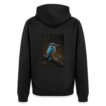 Eisvogel Kingfisher Vogel Lover - Unisex Premium Bio Zip Hoodie - Schwarz - Hinten - Nico (187cm)