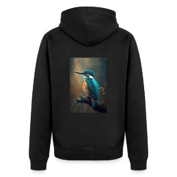 Eisvogel Kingfisher Vogel bird Lover - Unisex Premium Bio Zip Hoodie - Schwarz - Hinten - Nico (187cm)