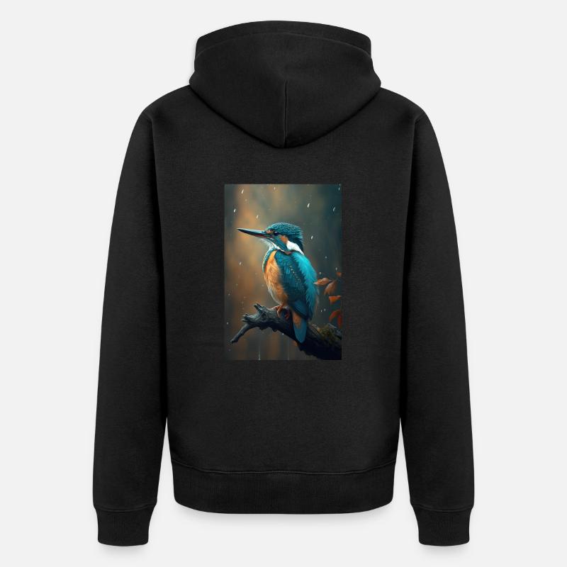 Eisvogel Kingfisher Vogel oiseau amoureux - Veste à capuche bio Premium Unisexe - noir