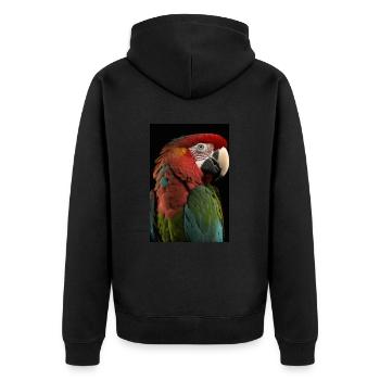 Papagei - Unisex Premium Bio Zip Hoodie - Schwarz - Hinten - Nico (187cm)