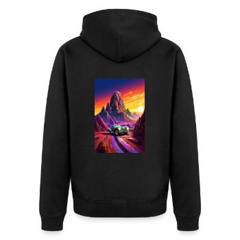 Hot Rod, Car, Futuristic, Desert, Colorful - Unisex Premium Organic Zip Hoodie - black - Back - Nico (187cm)