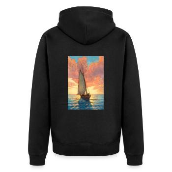 Sailboat Sailing Ocean - Unisex Premium Organic Zip Hoodie - black - Back - Nico (187cm)