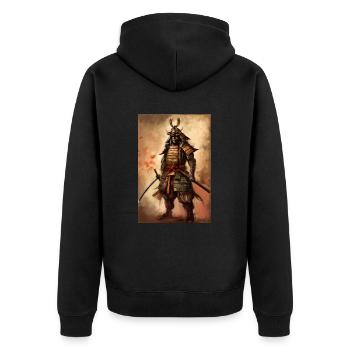 Samurai Japan - Unisex Premium Organic Zip Hoodie - black - Back - Nico (187cm)