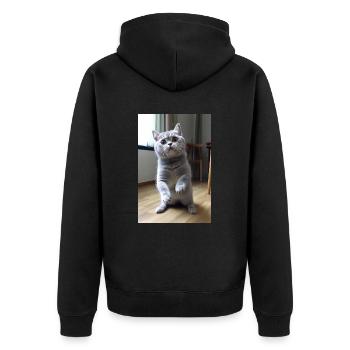 Funny cute cat - Unisex Premium Organic Zip Hoodie - black - Back - Nico (187cm)