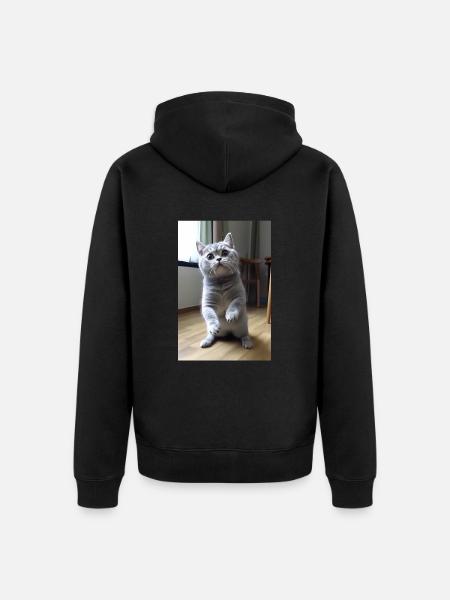 Funny cute cat - Unisex Premium Organic Zip Hoodie - black