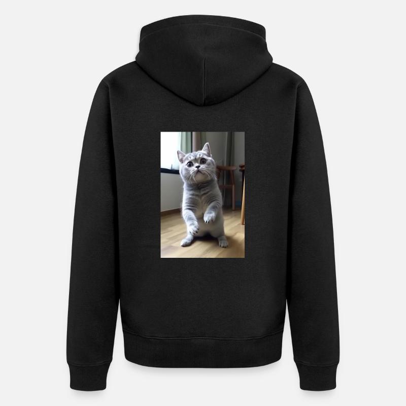Drôle de chat mignon - Veste à capuche bio Premium Unisexe - noir