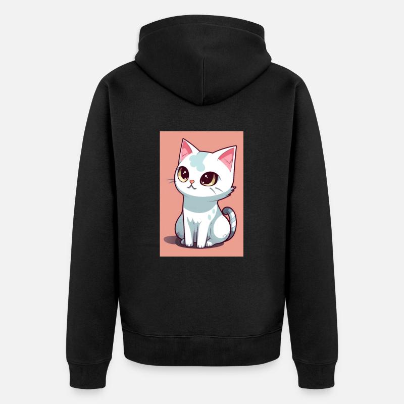 Drôle de chat mignon - Veste à capuche bio Premium Unisexe - noir