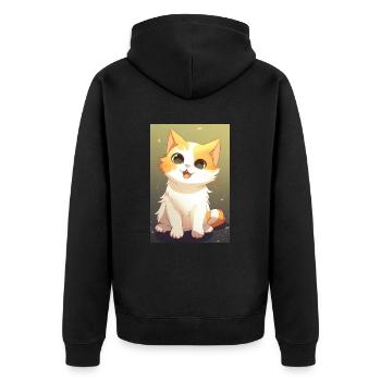 Lustige Katze - Unisex Premium Bio Zip Hoodie - Schwarz - Hinten - Nico (187cm)