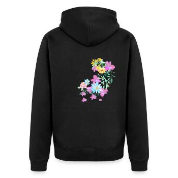 flowers,blossom,floral, flower, meadow, tendril - Unisex Premium Organic Zip Hoodie - black - Back - Nico (187cm)