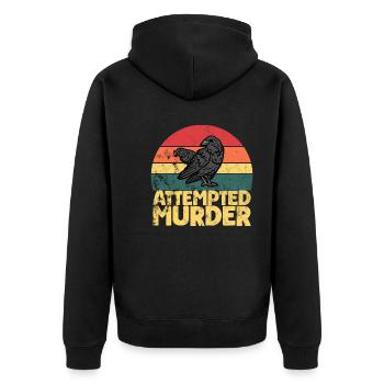 Attempted Murder Of Crows Funny Bird Lover - Unisex Premium Bio Zip Hoodie - Schwarz - Hinten - Nico (187cm)