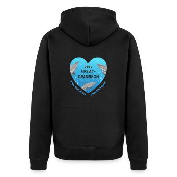 best great grandson - Unisex Premium Bio Zip Hoodie - Schwarz - Hinten - Nico (187cm)