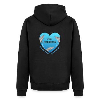 best grandson - Unisex Premium Bio Zip Hoodie - Schwarz - Hinten - Nico (187cm)