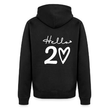 bonjour 20. 20e anniversaire - Veste à capuche bio Premium Unisexe - noir - Dos - Nico (187cm)