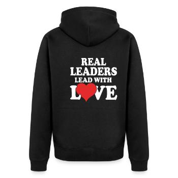 Les vrais leaders dirigent avec amour - Veste à capuche bio Premium Unisexe - noir - Dos - Nico (187cm)