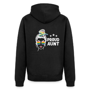 LGBT Stolze Tante - Unisex Premium Bio Zip Hoodie - Schwarz - Hinten - Nico (187cm)