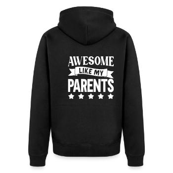 Great as my parents - Unisex Premium Organic Zip Hoodie - black - Back - Nico (187cm)